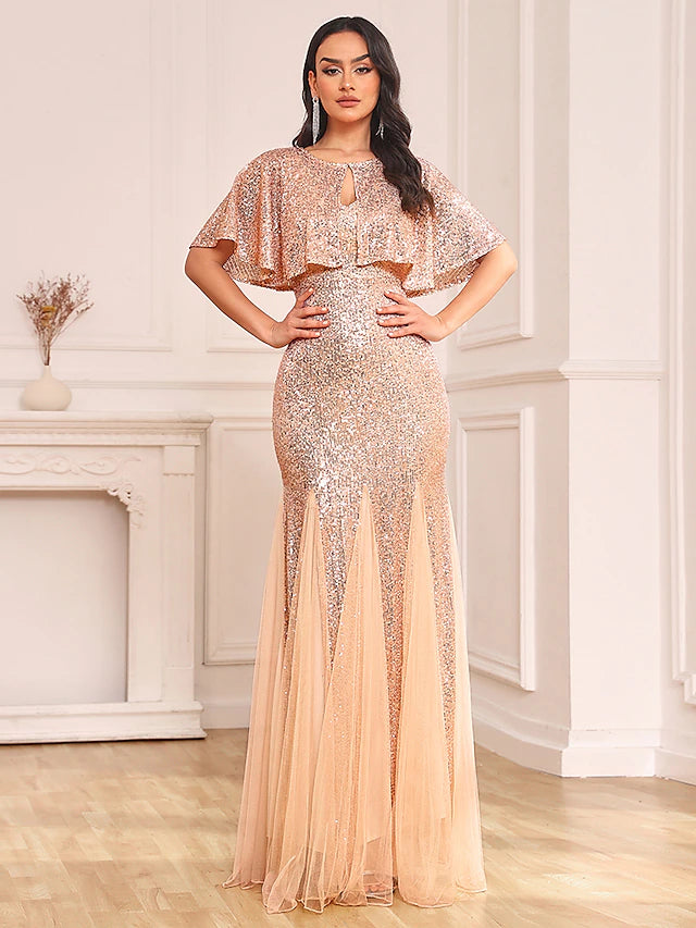 slim fit dress slacks Mac Duggal - Gold Sleeveless Sequin Mesh Gown main image 1