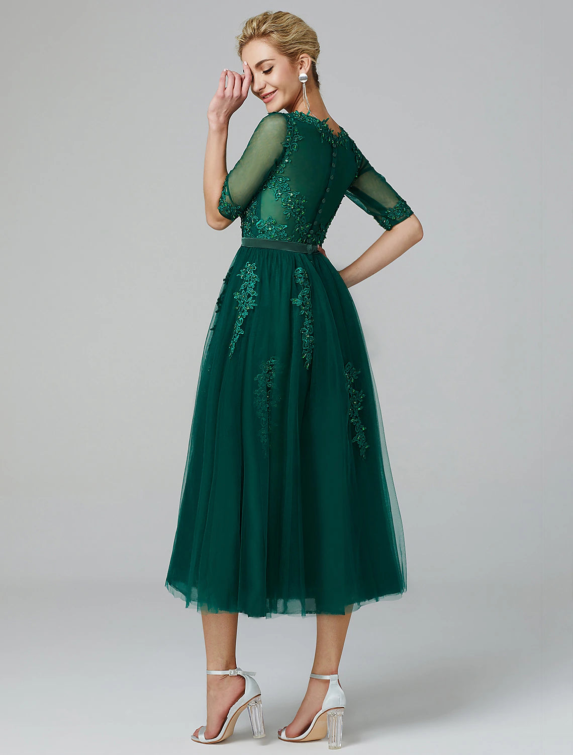 slim fit dress slacks Sheath-Column Tea Length Chiffon Mother of The Bride Dresses COCOMELODY CM0359, M-Light Sky Blue main image 1